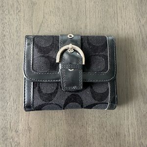 Coach Soho Signature Black Buckle Wallet